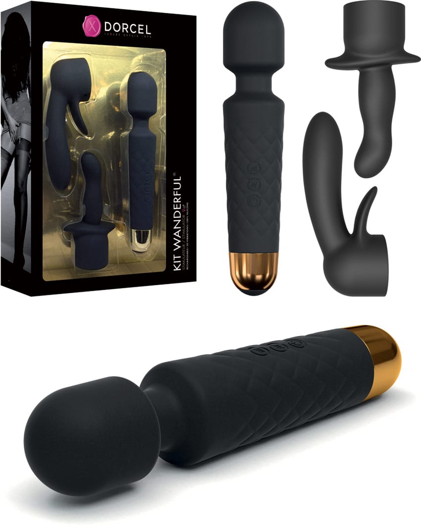 Marc Dorcel Kit Wanderful Gold | Vibromasseur wand avec accessoires
