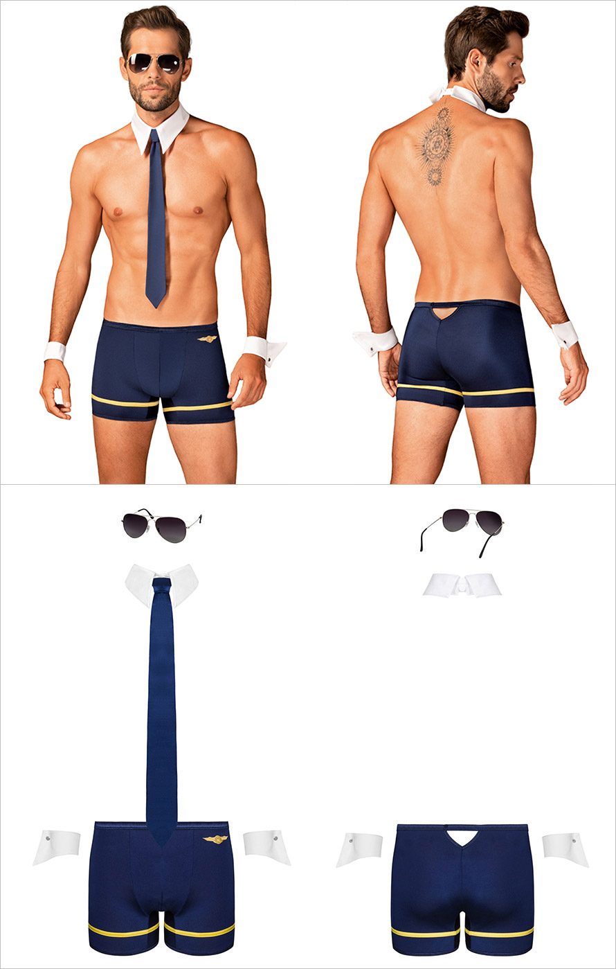 Obsessive Ensemble Pilote d'avion | Ensemble sexy de pilote pour homme