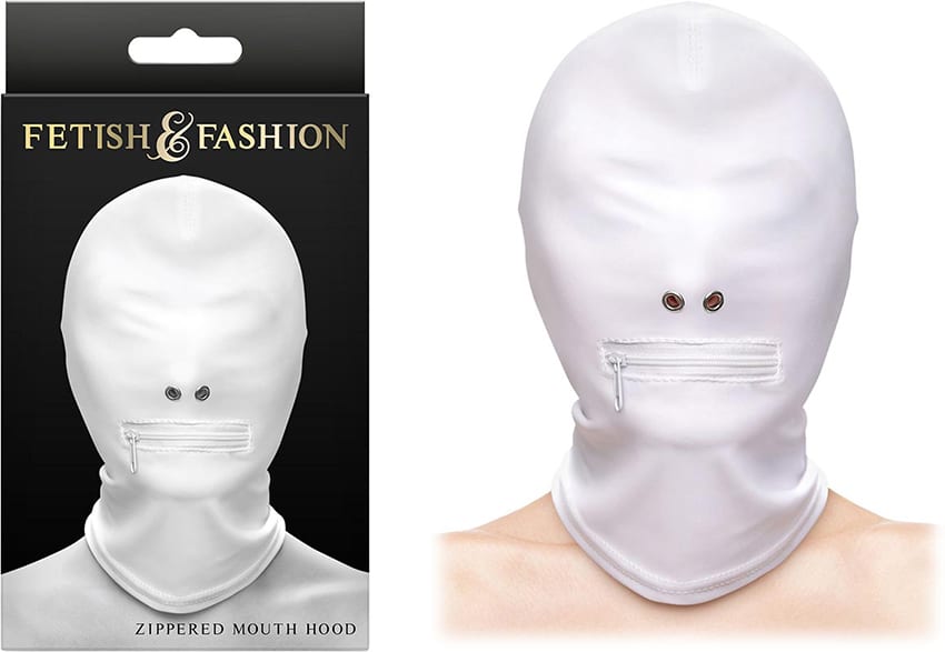 Fetish & Fashion Zippered Mouth | Haube mit Reißverschluss | Weiss