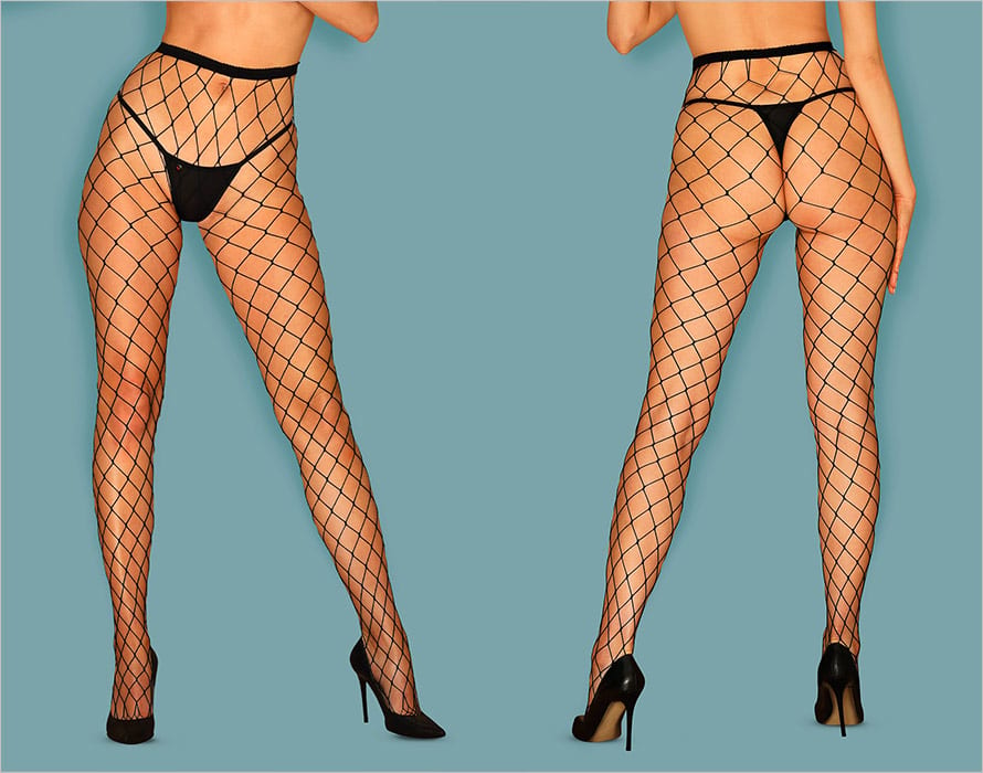 Obsessive S812 | Schwarze und grossmaschige Netzstrumpfhose