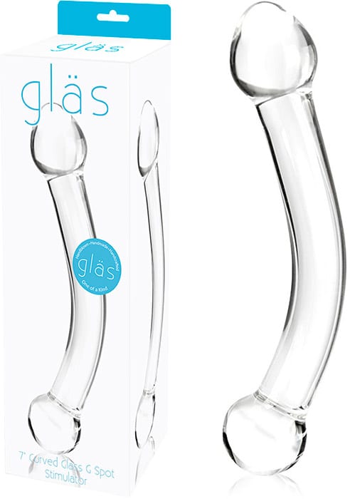 Gläs Curved G-Spot | Dildo en verre avec extrémités stimulant le point G