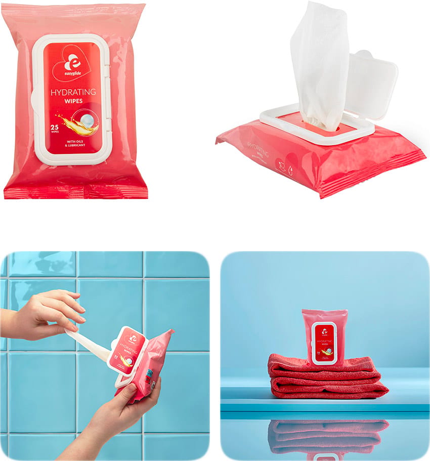 Easyglide | Lingettes hydratantes avec huile et lubrifiant | 25 lingettes