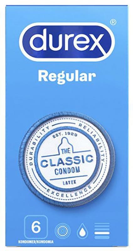 Durex Regular | Lots de 6 préservatifs lubrifiés