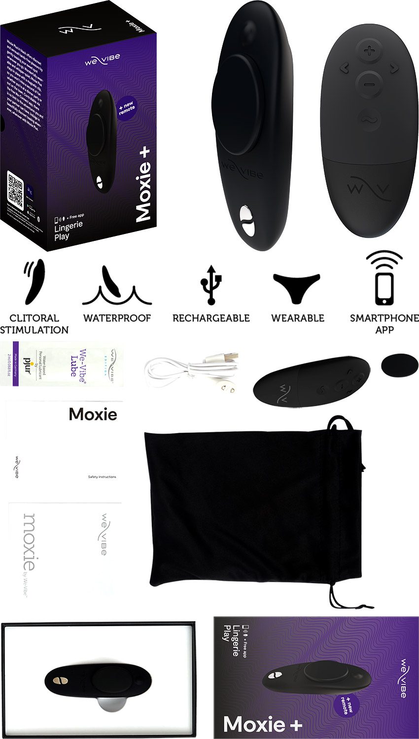 We-Vibe Moxie+ | Stimulateur vibrant pour clitoris | Clipsable | Noir