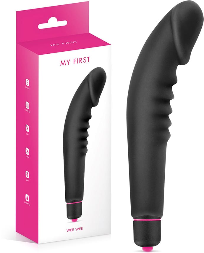 My First Wee Wee | Schwarzer Vibrator aus Silikon mit Wellen