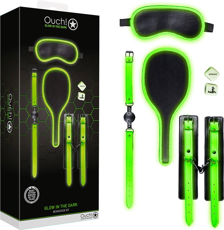 Ouch! | Kit de bondage phosphorescent comprenant sept accessoires