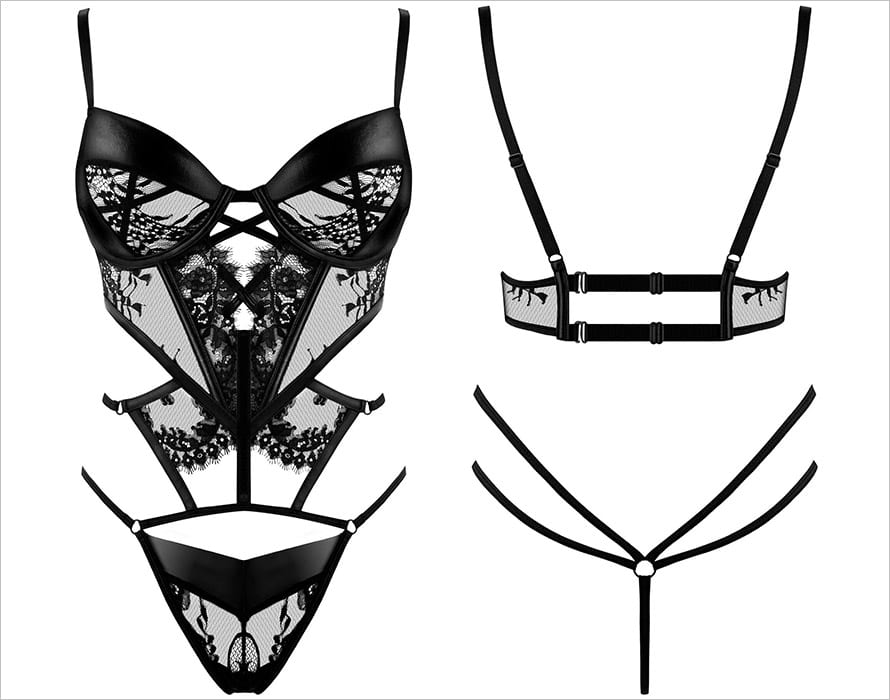 Beauty Night Leonela | Matière effet latex mouillé et délicate dentelle