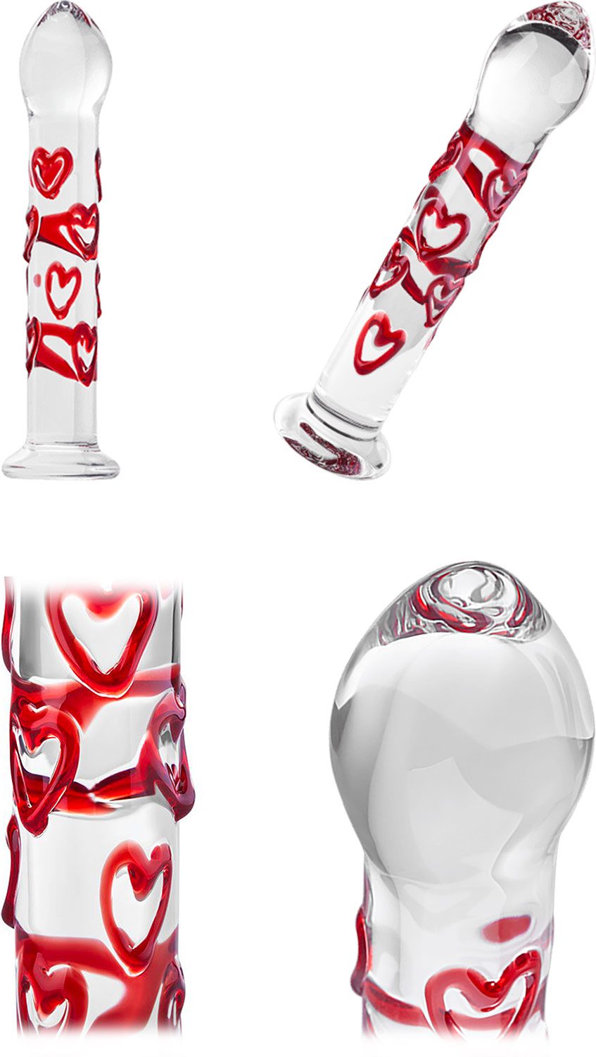 Eis Heart of Glass | Dildo en verre avec motifs stimulants
