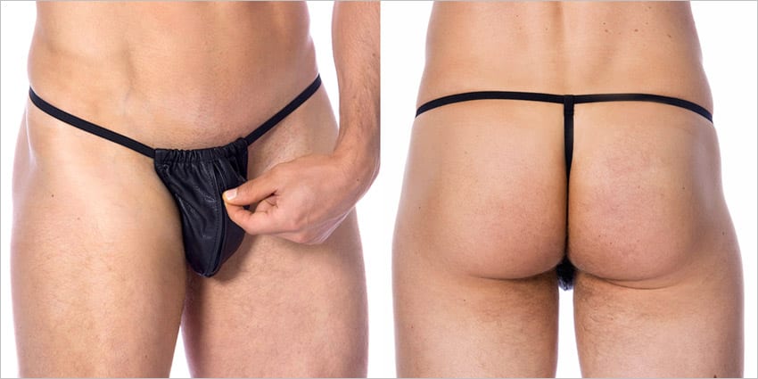 String pour homme Rimba en cuir - Avec ouverture/fermeture zip