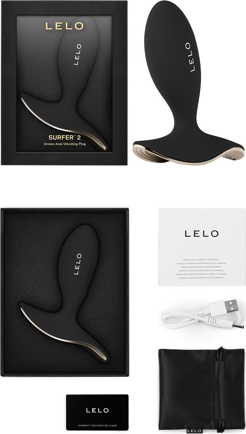 LELO Surfer 2 | Vibrations-Analplug | 10 Vibrationsmodi | Schwarz