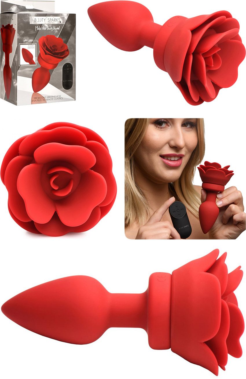 Booty Sparks | Plug anal vibrant et télécommandé avec rose | Rouge