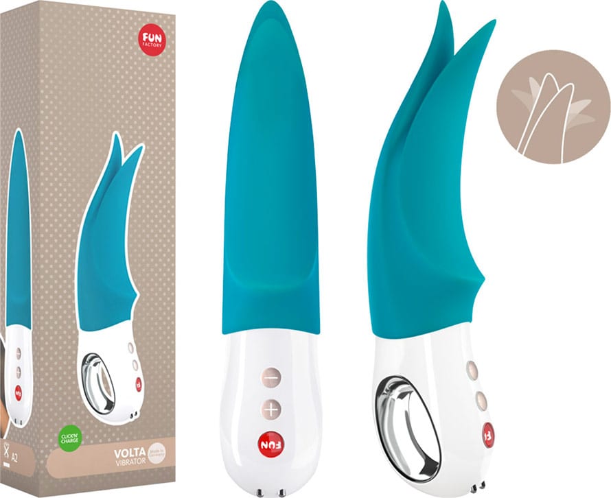 Fun Factory Volta | Vibromasseur externe à 2 langues | Bleu pétrole