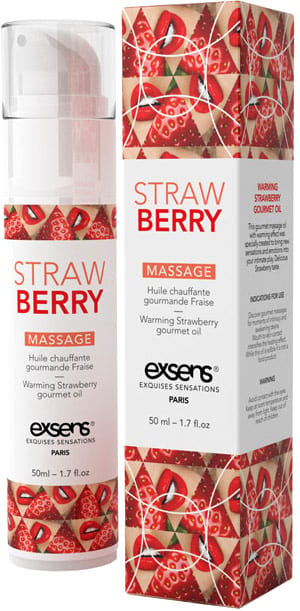 Exsens wärmendes & köstliches Massageöl - Erdbeere - 50 ml