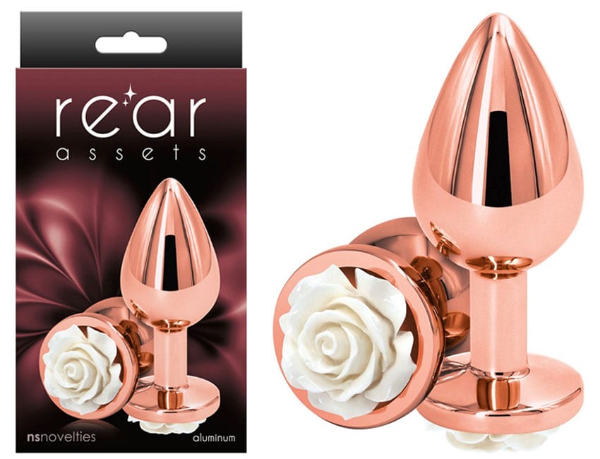 NS Novelties Rear Assets | Plug anal décoré d'une rose de couleur blanche