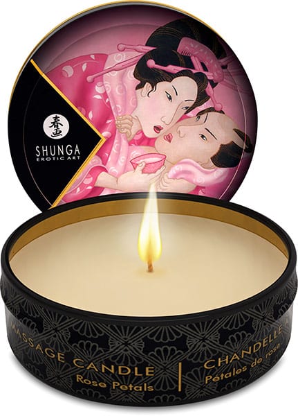 Bougie de massage Shunga Aphrodisia - Naturelle à la senteur de rose