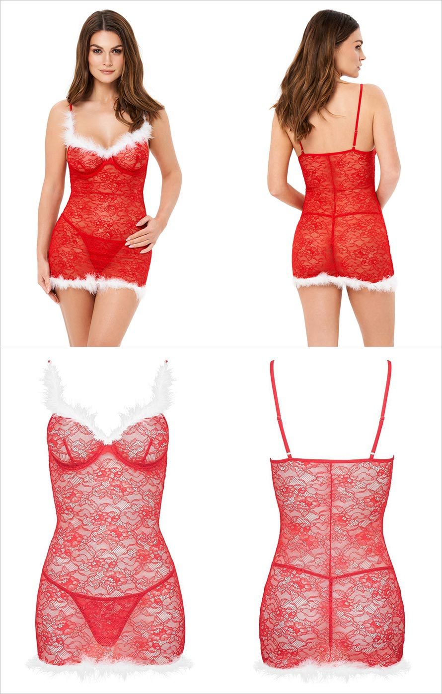 Kotek Kristinella | Sexy Weihnachts-Babydoll mit passendem String