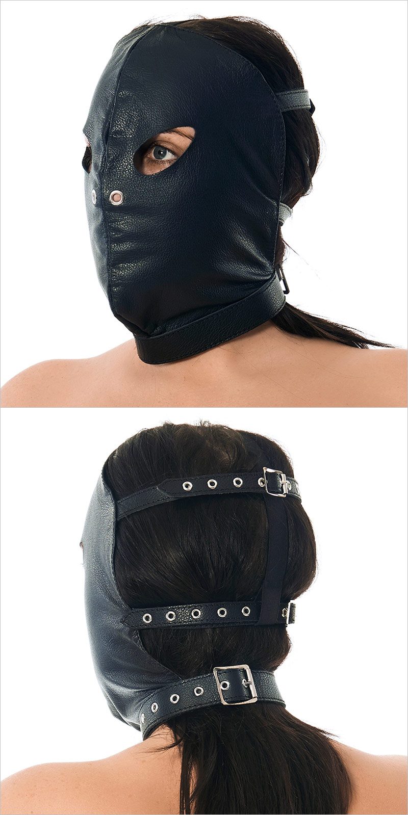 Kopfmaske Rimba aus echtem Leder | Einstellbare Grösse | 2 Öffnungen