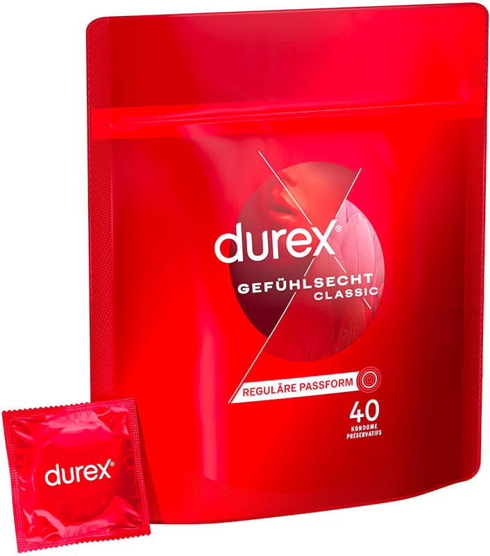 Durex Gefühlsecht 40 préservatifs - Classic Kondome – KissKiss
