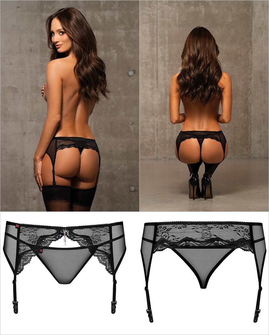 Obsessive Porte-jarretelles & String Charms - Noir
