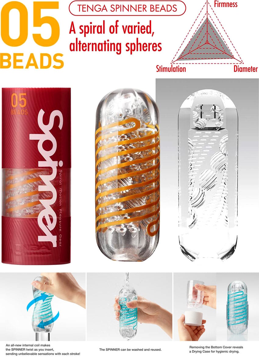 Tenga Spinner 05 Beads | Masturbateur réutilisable | Effet rotation
