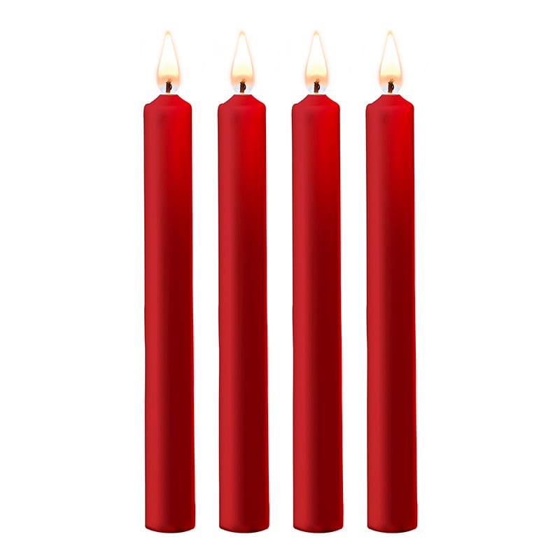 Ouch! Teasing Wax Candles | Packung mit 4 roten Kerzen für BDSM