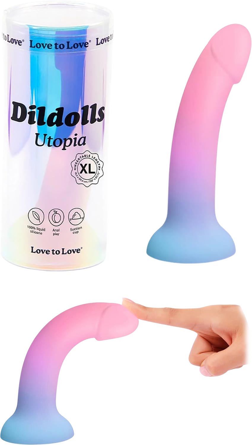 Love to Love Dildolls Utopia | Dildo à ventouse de couleur rose à bleu