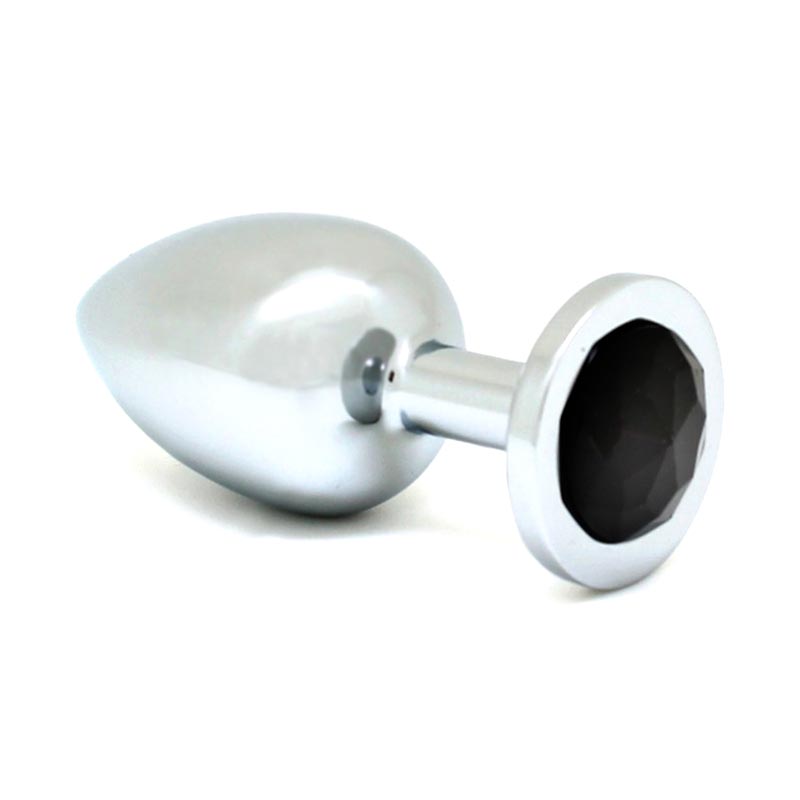 Plug anal en métal avec cristal - Noir (L)