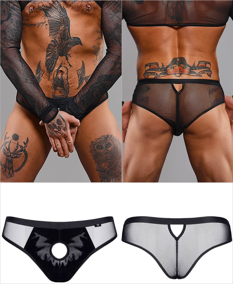 Regnes Fetish Planet REIker001 | Tüll-Slip mit Loch auf der Vorderseite