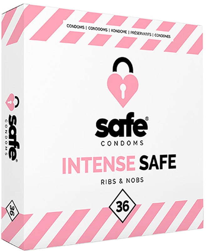 Safe Intense Safe Ribs & Nobs | 36 préservatifs lubrifiés et texturé