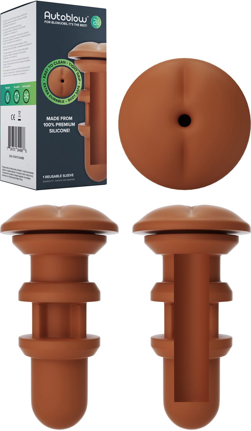 Autoblow A.I. | Gaine de rechange orifice anus | Brun