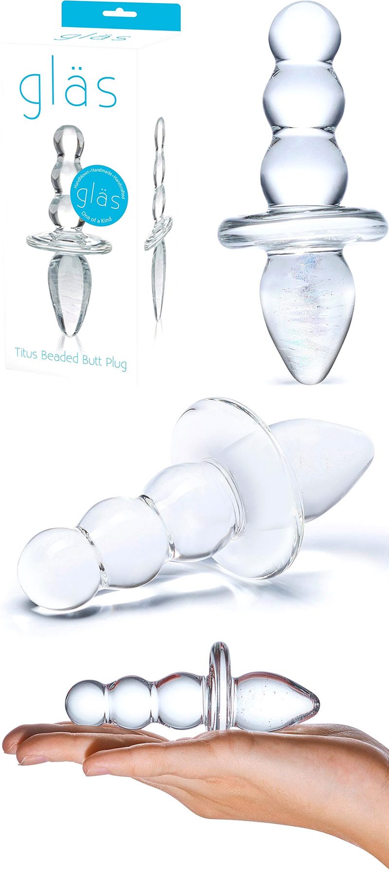 Gläs Titus | Plug anal en verre | Deux parties insérables