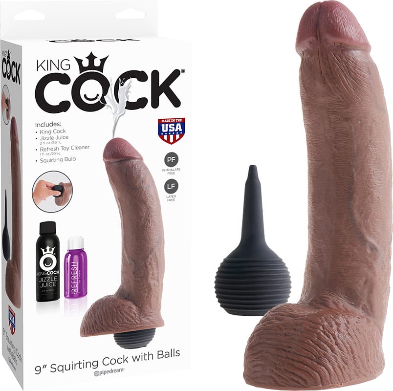 King Cock Squirting 9" | Godemichet éjaculateur | 18 cm | Brun