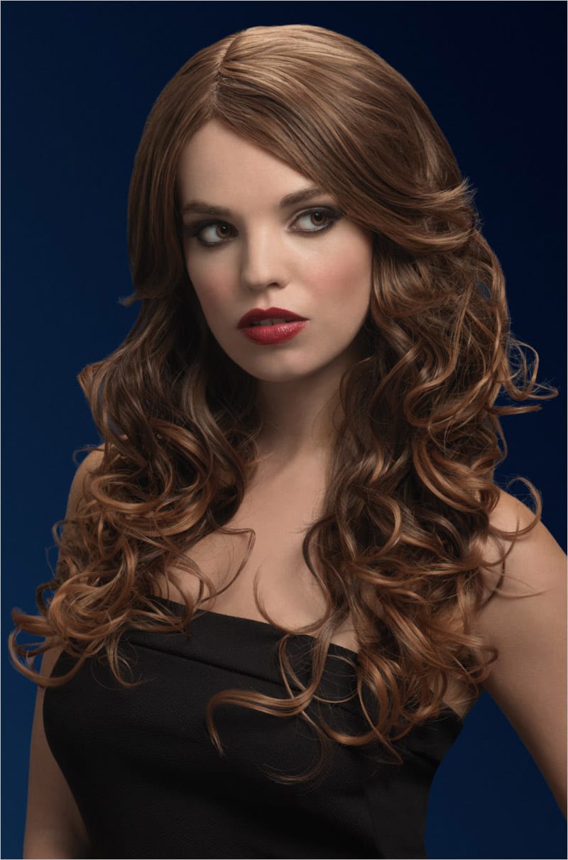 Fever Wigs Nicole | Perücke mit langem, sehr lockigem Haar | Braun