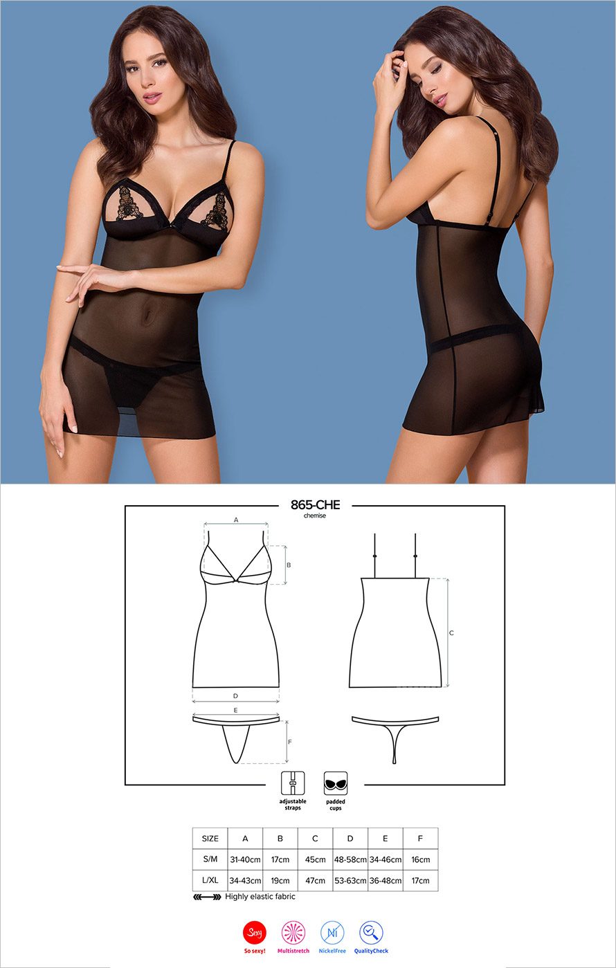Obsessive 865-CHE-1 | Nuisette érotique avec broderies florales