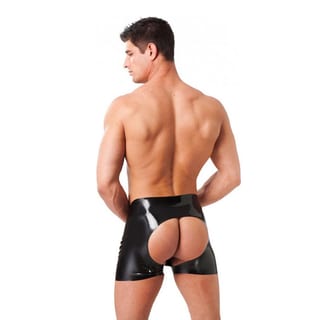 Rimba Short en latex pour homme ouvert sur l'arrière - Noir Rimba Short en latex pour homme ouvert sur l'arrière - Noir