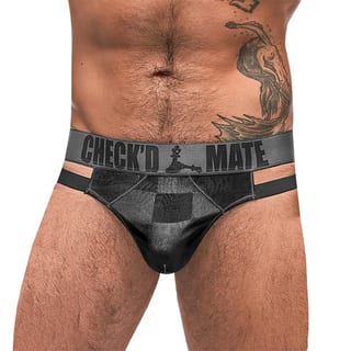 Male Power Check'd Mate String - Schwarz & Grey