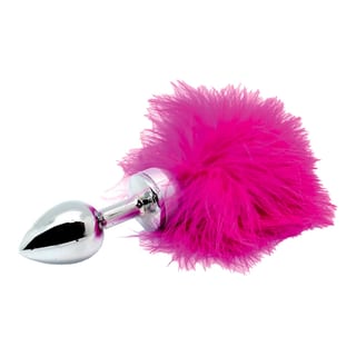 Plug anal en acier avec plumes roses Plug anal en acier avec plumes roses