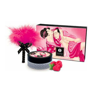 Shunga küssbares Massagepuder - Himbeergeschmack