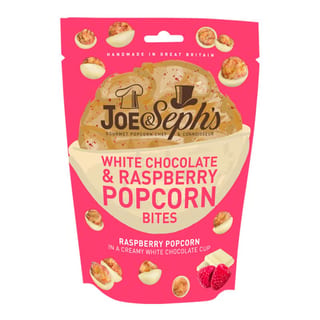 Joe&Seph's Popcorn Bites mit weißer Schokolade und Himbeeren