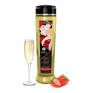 Shunga Romance Erotik-Massage-Öl - Sekt Erdbeer - 240 ml
