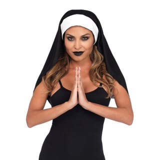 Leg Avenue Costume Coiffe de nonne - Noir & blanc
