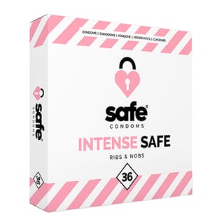 Safe Intense Safe Ribs & Nobs - Préservatif texturé (36 Préservatifs) Safe Intense Safe Ribs & Nobs - Préservatif texturé (36 Préservatifs)
