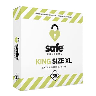 Safe King Size XL Extra Long & Wide - 36 Préservatif extra grand Safe King Size XL Extra Long & Wide - 36 Préservatif extra grand