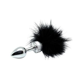 Plug anal en acier avec plumes noires Plug anal en acier avec plumes noires
