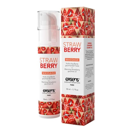 Huile de massage chauffante & gourmande Exsens - Fraise - 50 ml