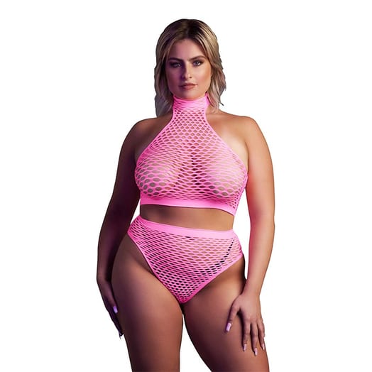 Ouch! Glow in the Dark Top und hohe Unterhose - Neonpink