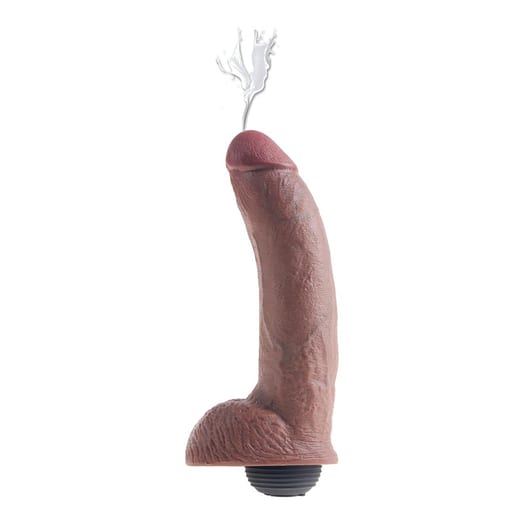 King Cock realistischer Dildo mit Spritzfunktion - 18 cm - Braun