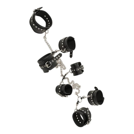 BDSM-Fesselset aus Leder mit Verbindungskette aus Metall