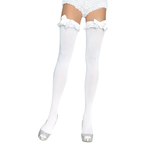 Leg Avenue Bas Opaque Thigh Highs  - Blanc