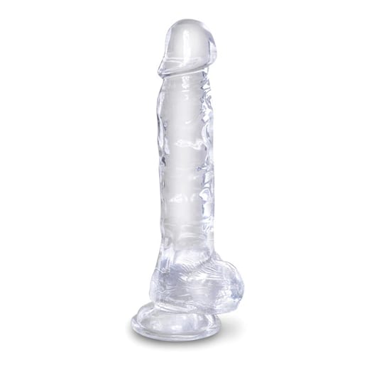 King Cock realistischer Dildo mit Hoden - 18 cm - Transparent